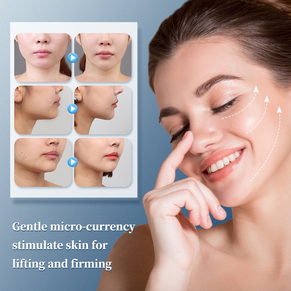 V-Shape Face Wrinkle Reduction EMS Facial Massager with Low-Frequency Pulse, Crescent-Shaped Beauty Device with Remote Control - Image 3