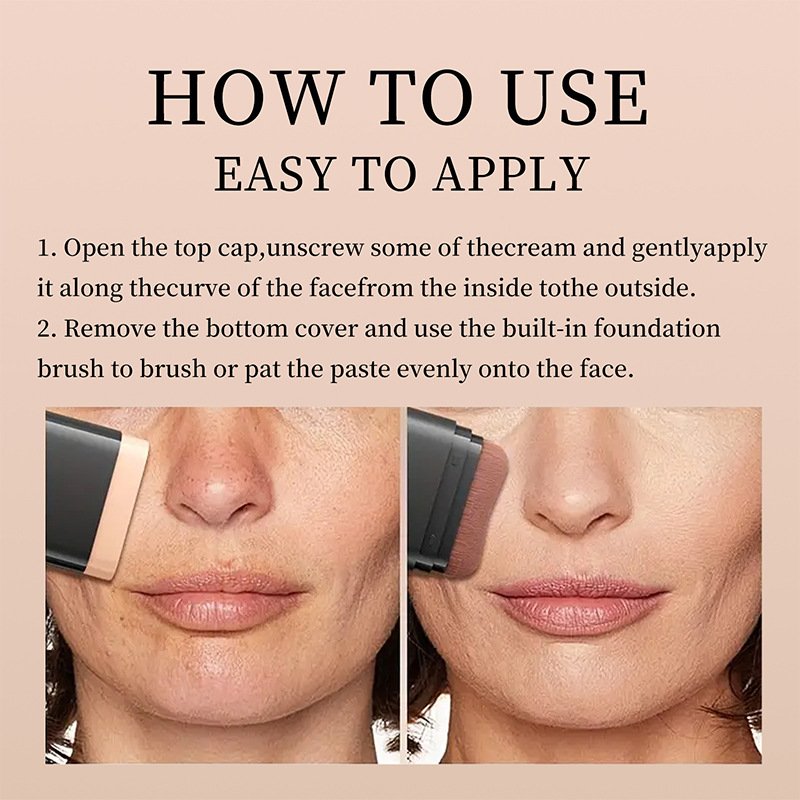 Oqianya Cream Foundation Concealer Long-Lasting Solid Foundation Dual-Purpose Powder Puff Brush - Image 3