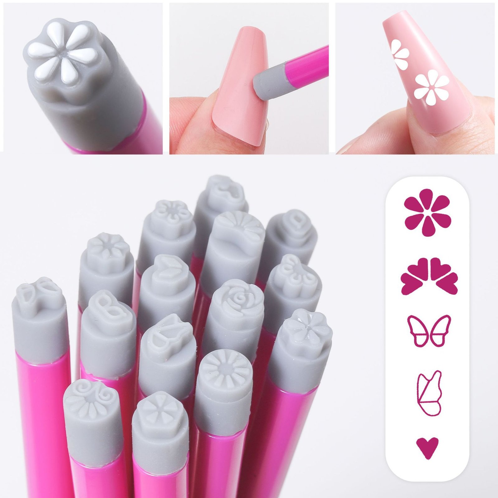 Silicone Head Nail Art Stamping Pen Butterfly Floral DIY Nail Stamp Transfer Tool - Image 4