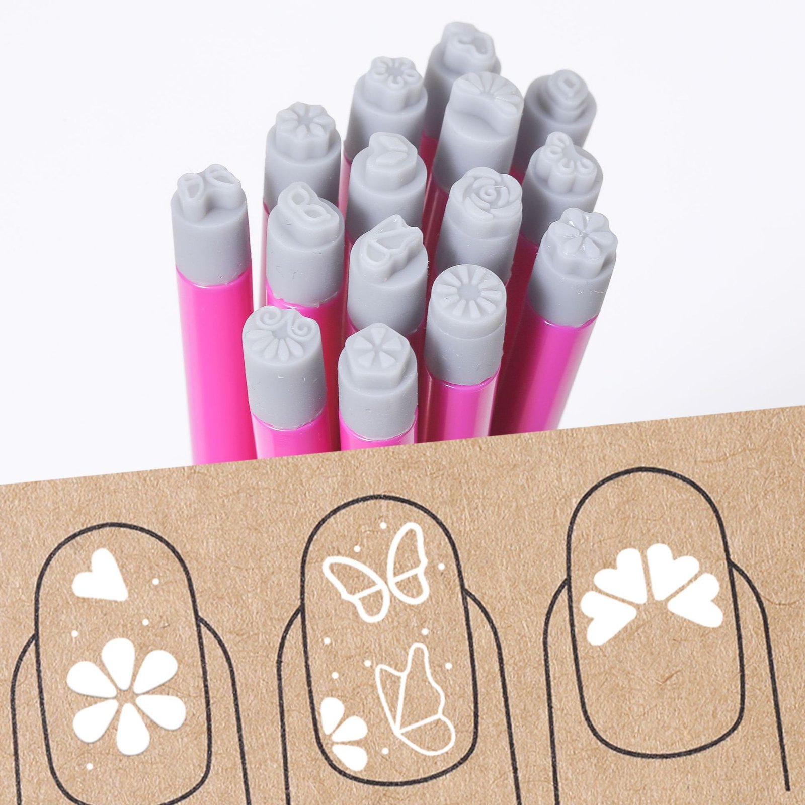 Silicone Head Nail Art Stamping Pen Butterfly Floral DIY Nail Stamp Transfer Tool - Image 5
