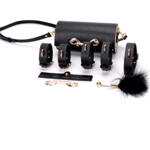 Leather Bondage Restraint Set for Couples - Handcuffs and Foot Cuffs, Erotic Toys, Adult Play Kit