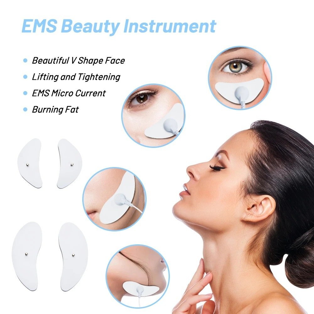 V-Shape Face Wrinkle Reduction EMS Facial Massager with Low-Frequency Pulse, Crescent-Shaped Beauty Device with Remote Control - Image 2