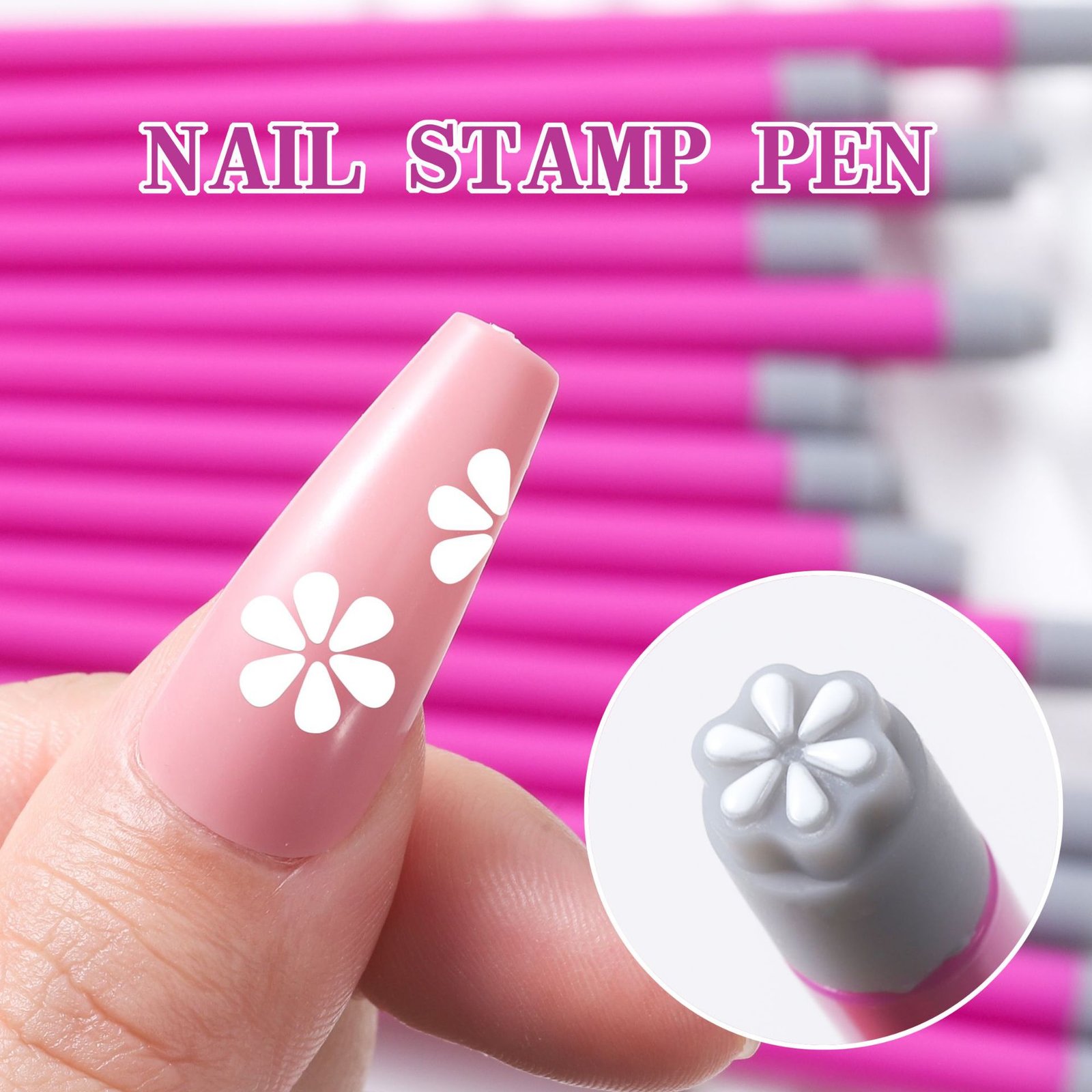Silicone Head Nail Art Stamping Pen Butterfly Floral DIY Nail Stamp Transfer Tool - Image 3