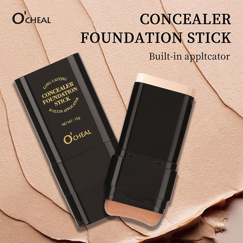 Oqianya Cream Foundation Concealer Long-Lasting Solid Foundation Dual-Purpose Powder Puff Brush - Image 2