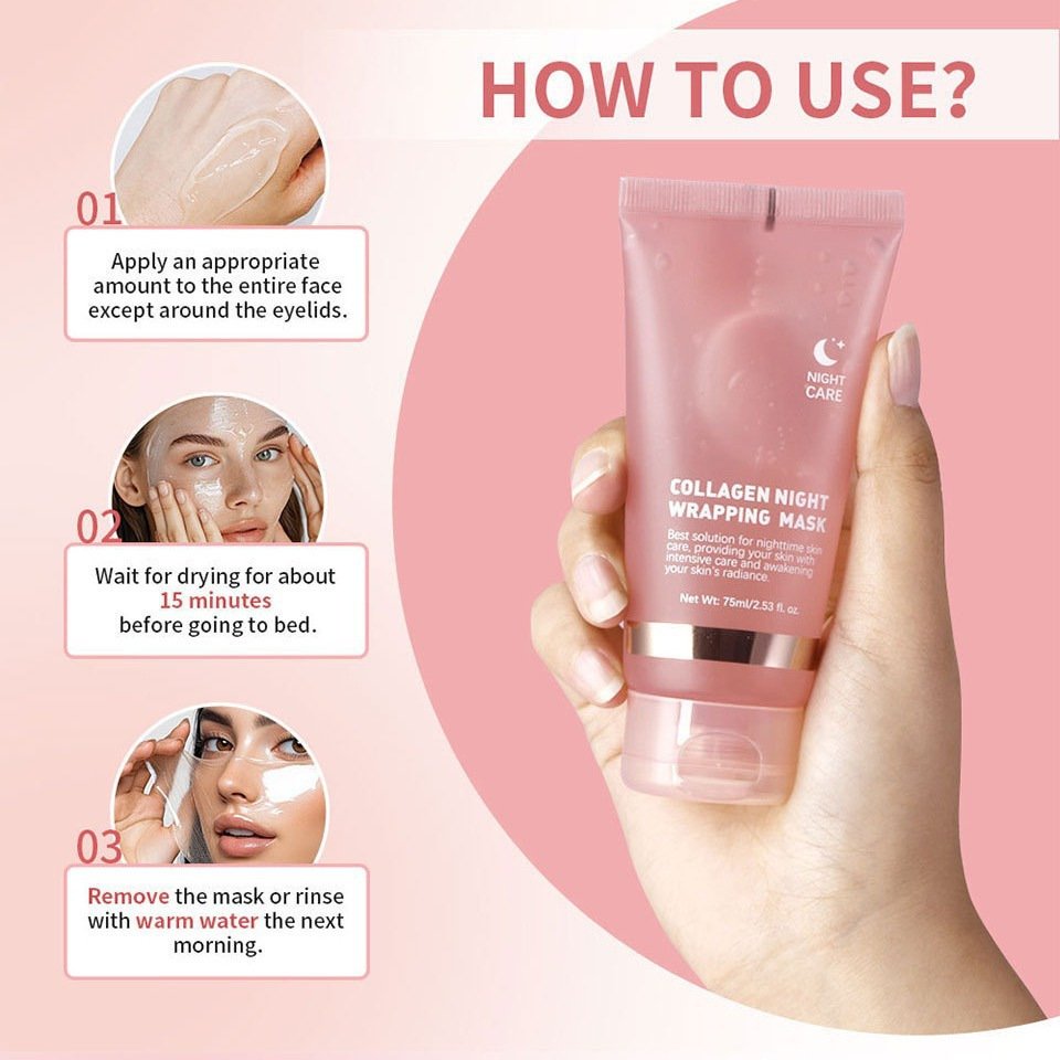 Collagen Night Wrapping Mask Facial Hydrating Moisturizing Peel-Off Mask - Image 3
